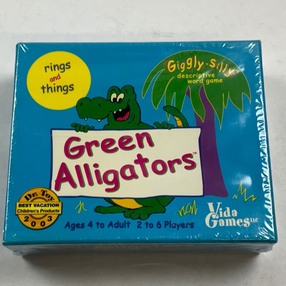 GREEN ALLIGATORS RINGS & THINGS Word Game For 4 To Adult. Learning. Made Fun.